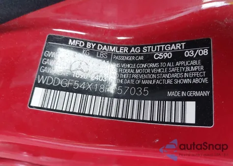 2008 Mercedes-Benz C 300 Luxury/Sport из США, поврежденный, VIN WDDGF54X18F157035